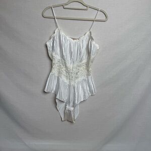 Vintage Delicates White Satin & Lace Teddy – Size Medium
